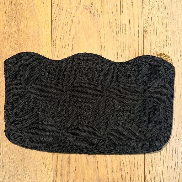 Vintage 1940s corde Black Clutch Bag - Picture 2 of 6